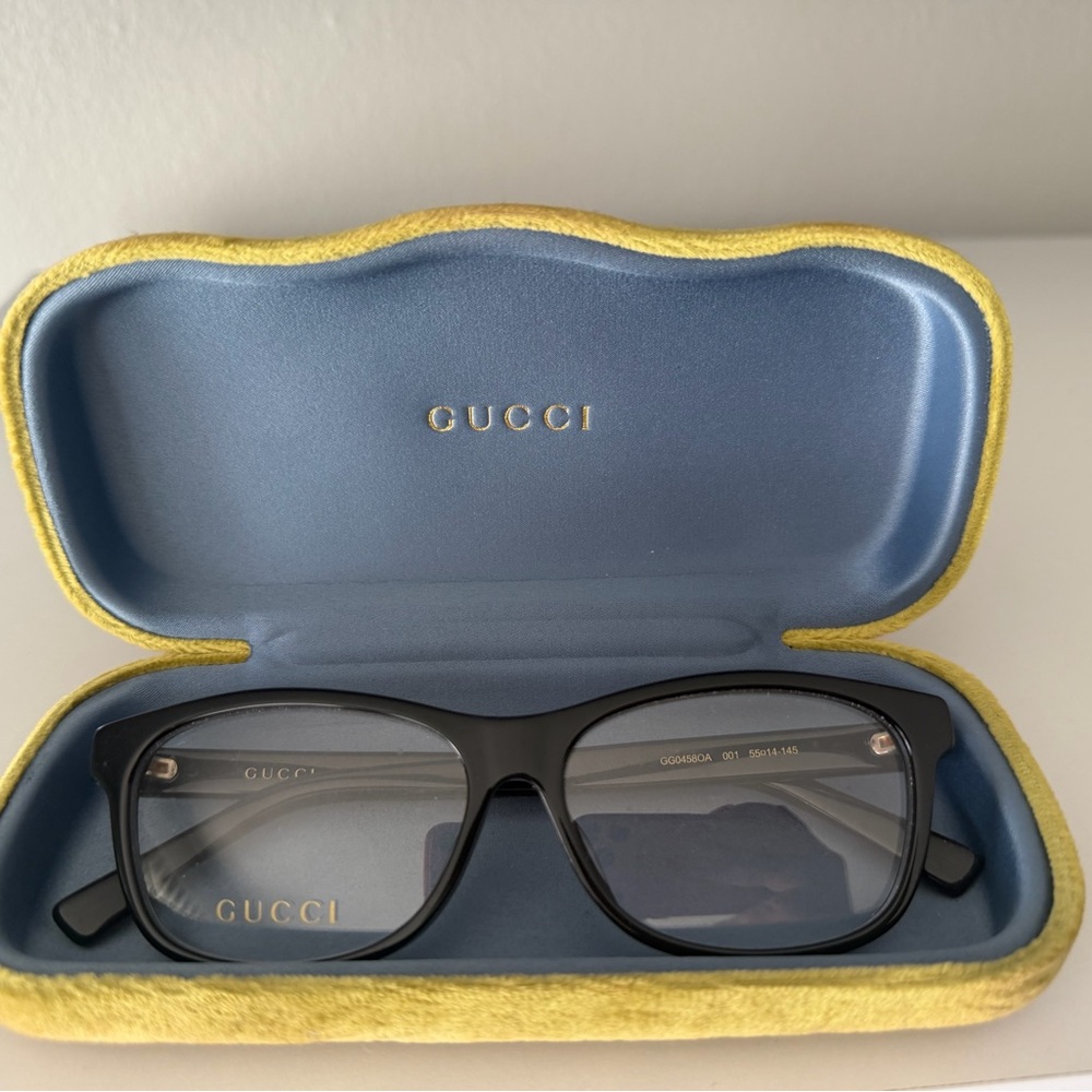 Gucci Black Rectangular Optical Glasses with Bran… - image 1
